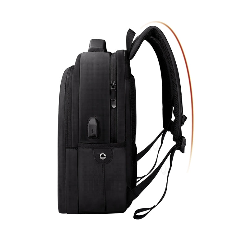 Polyester Waterproof Laptop Backpack for Below 15 inch Laptops, with USB Interface Trunk Trolley Strap(Black) - Backpack by buy2fix | Online Shopping UK | buy2fix