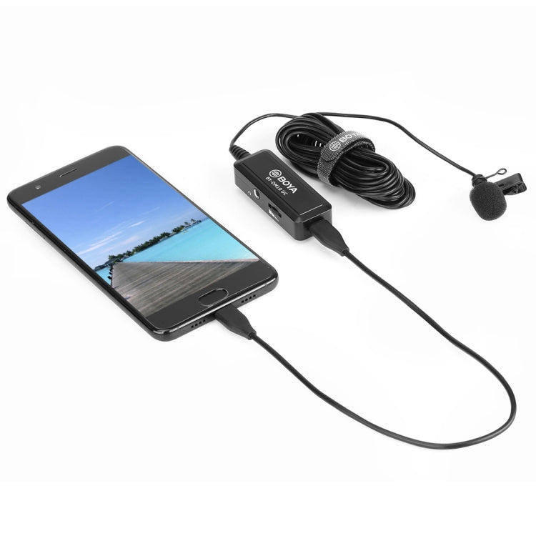 BOYA BY-DM10 UC USB-C / Type-C Plug Broadcast Lavalier Microphone with Windscreen, Cable Length: 6m (Black) - Consumer Electronics by BOYA | Online Shopping UK | buy2fix