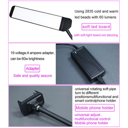 RK39 Portable Tri-color Adjustable Brightness Double Arms Fill Light with Phone Clip(Black) - Consumer Electronics by buy2fix | Online Shopping UK | buy2fix