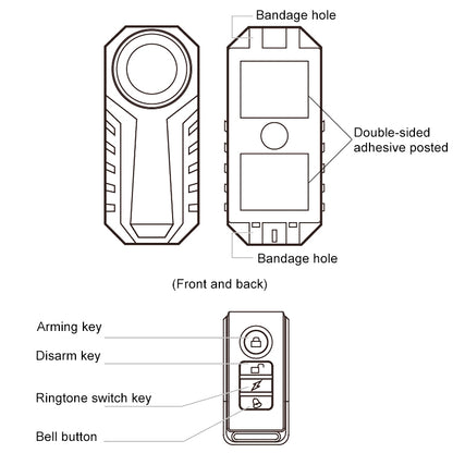 KS-SF22R IP55 Waterproof Wireless 113dB Vibration Burglar Sensor Alarm with Remote Control for Vehicle / Bicycle / Electric Bicycle - Security Alarm System by buy2fix | Online Shopping UK | buy2fix