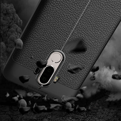 For Huawei  Mate 9 Litchi Texture Full Coverage TPU Protective Back Cover Case (Black) - Mobile Accessories by buy2fix | Online Shopping UK | buy2fix