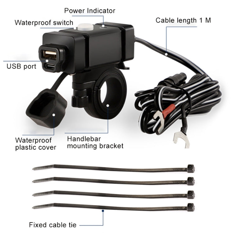 Motorcycle Mobile Phone Charger QC3.0 PD Fast Charge Charger U-type Terminal - Electrical System by buy2fix | Online Shopping UK | buy2fix