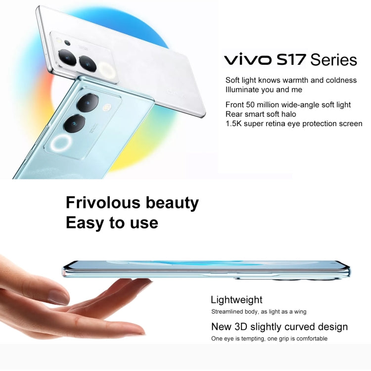 vivo S17 Pro 5G, 50MP Camera, 12GB+256GB, Triple Back Cameras, Srceen Fingerprint Identification, 4600mAh Battery, 6.78 inch Android 13 OriginOS 3 Dimensity 8200 Octa Core up to 3.1GHz, OTG, NFC, Network: 5G(White) - vivo by vivo | Online Shopping UK | buy2fix