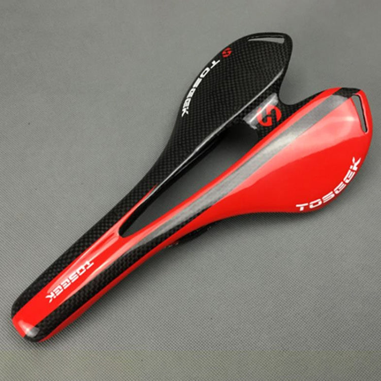 TOSEEK Road Bike Carbon Fiber Seat Bicycle Hollow Seat Saddle, 3K Texture + Light (Red) - Bicycle Saddle by TOSEEK | Online Shopping UK | buy2fix