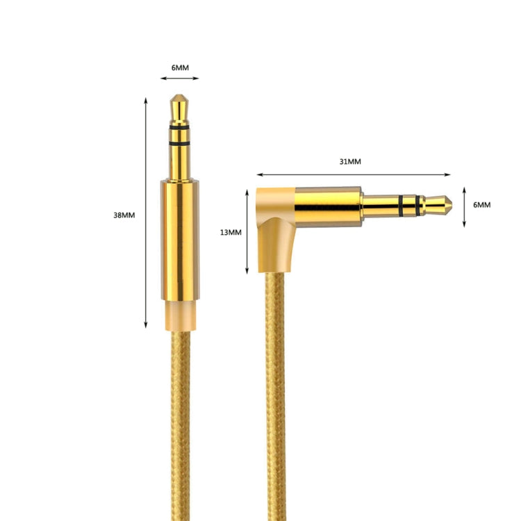 AV01 3.5mm Male to Male Elbow Audio Cable, Length: 1m(Gold) - Aux Cable by buy2fix | Online Shopping UK | buy2fix