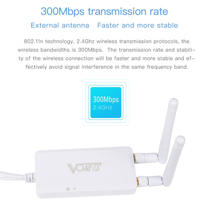 VONETS VAP11S 2.4G Mini Wireless Bridge 300Mbps WiFi Repeater with 2 Antennas - Network Hardware by VONETS | Online Shopping UK | buy2fix
