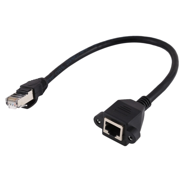 RJ45 Female to Male CAT5E Network Panel Mount Screw Lock Extension Cable, Length: 1m(Black) - Lan Cable and Tools by buy2fix | Online Shopping UK | buy2fix