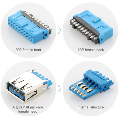 USB3.0 20P F/2AF PCI Rear Baffle Cable (Blue) - USB 3.0 by buy2fix | Online Shopping UK | buy2fix