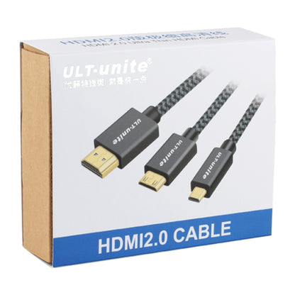 ULT-unite Gold-plated Head HDMI Male to Micro HDMI Male Nylon Braided Cable, Cable Length: 3m(Black) - Cable by ult-unite | Online Shopping UK | buy2fix
