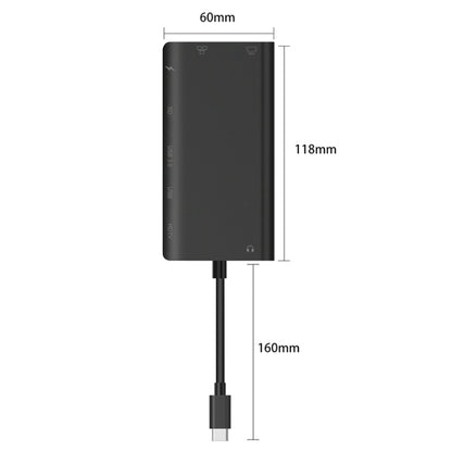 Onten 9591BD 8 in 1 USB-C / Type-C to PD USB-C / Type-C Charging + 100M Ethernet Port + Dual USB 3.0 + HDMI + VGA + SD Card Slot + 3.5mm AUX HUB (Black) - Computer & Networking by Onten | Online Shopping UK | buy2fix