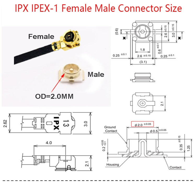 IPX Female to RP-SMA Female RG178 Adapter Cable, Length: 15cm - Connectors by buy2fix | Online Shopping UK | buy2fix