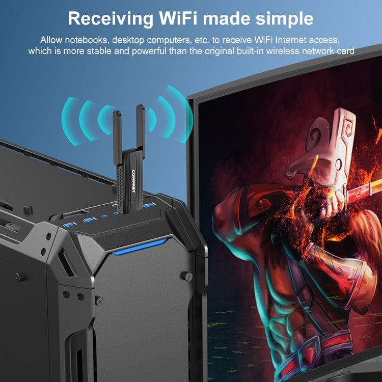 COMFAST CF-921AC V2 1300Mbps USB 5G Dual Frequency Wireless Network Card with Antenna - USB Network Adapter by COMFAST | Online Shopping UK | buy2fix