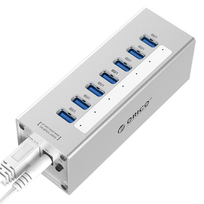 ORICO A3H7 Aluminum High Speed 7 Ports USB 3.0 HUB with 12V/2.5A Power Supply for Laptops(Silver) - USB 3.0 HUB by ORICO | Online Shopping UK | buy2fix