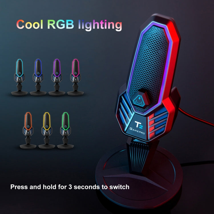 Yanmai T2 USB Gaming Condenser Microphone with RGB Lighting - Microphone by Yanmai | Online Shopping UK | buy2fix