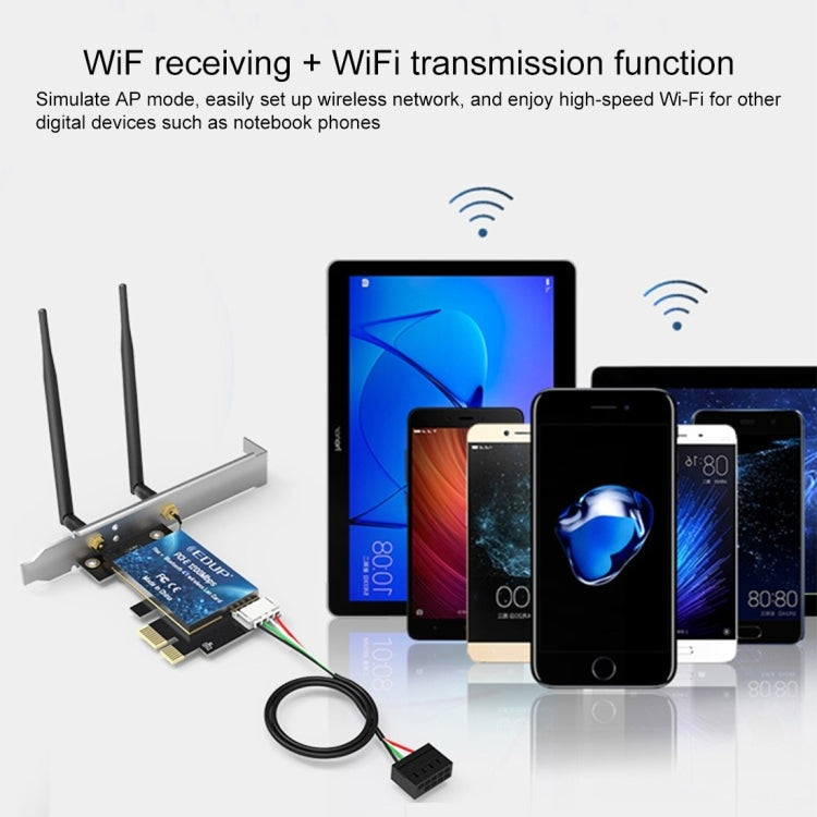 EDUP EP-9620 2 in 1 AC1200Mbps 2.4GHz & 5.8GHz Dual Band PCI-E 2 Antenna WiFi Adapter External Network Card + Bluetooth - USB Network Adapter by EDUP | Online Shopping UK | buy2fix