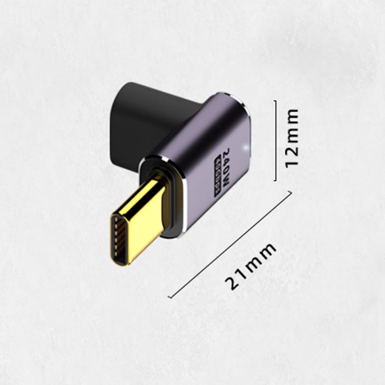 240W USB-C/Type-C Female to USB-C/Type-C Male 40Gbps Up and Down Bend Adapter with Light - Computer & Networking by buy2fix | Online Shopping UK | buy2fix