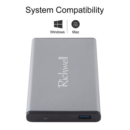 Richwell SATA R2-SATA-250GB 250GB 2.5 inch USB3.0 Super Speed Interface Mobile Hard Disk Drive(Grey) - External Hard Drives by Richwell | Online Shopping UK | buy2fix