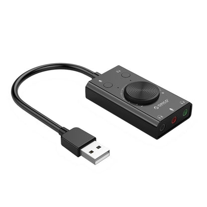 ORICO SC2 Multi-function USB External Driver-free Sound Card with 2 x Headset Ports & 1 x Microphone Port & Volume Adjustment (Black) - USB Sound by ORICO | Online Shopping UK | buy2fix