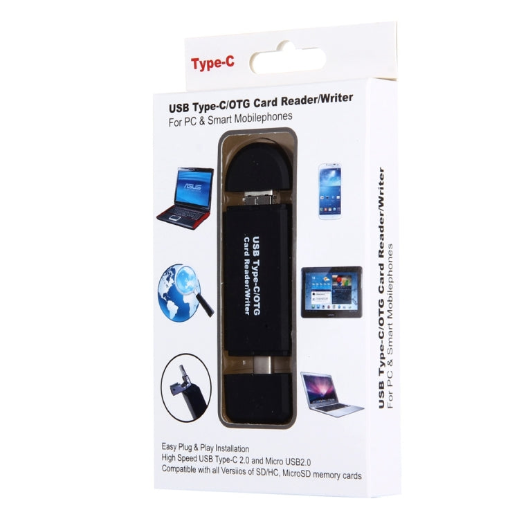 3 in 1 USB-C / Type-C 3.1 to USB 2.0 + Micro USB + SD(HC) + Micro SD Card Reader Adapter with OTG Function(Black) - U Disk & Card Reader by buy2fix | Online Shopping UK | buy2fix