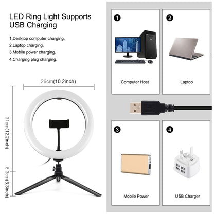 PULUZ 10.2 inch 26cm Marquee LED RGBWW Selfie Beauty Light + Desktop Tripod Mount 168 LED Dual-color Temperature Dimmable Ring Vlogging Photography Video Lights with Cold Shoe Tripod Ball Head & Remote Control & Phone Clamp(Black) - Ring Light by PULUZ | Online Shopping UK | buy2fix