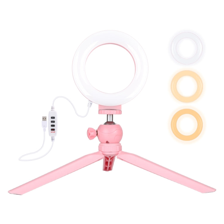 PULUZ 4.7 inch 12cm Light + Desktop Tripod Mount USB 3 Modes Dimmable LED Ring Vlogging Selfie Photography Video Lights with Cold Shoe Tripod Ball Head (Pink) - Ring Light by PULUZ | Online Shopping UK | buy2fix