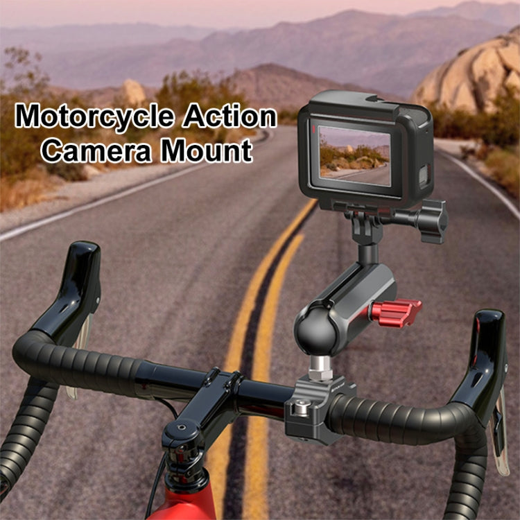 PULUZ Motorcycle Rearview Large Clamp CNC Metal Magic Arm Rod Mount - Bicycle Handlebar Mount by PULUZ | Online Shopping UK | buy2fix