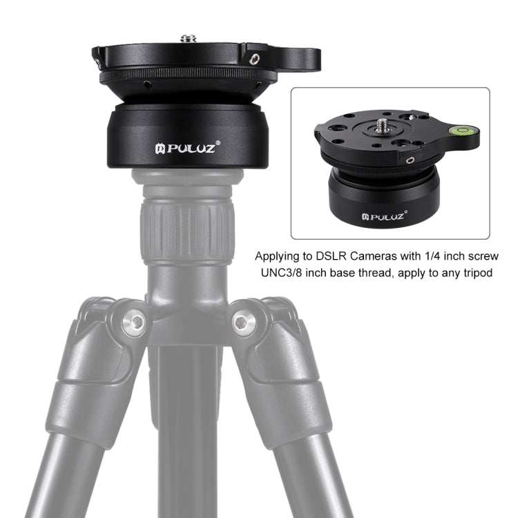 PULUZ 1/4 inch Thread Dome Professional Tripod Leveling Head Base with Bubble Level - Tripod Heads by PULUZ | Online Shopping UK | buy2fix