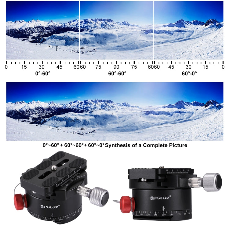 PULUZ Aluminum Alloy Panoramic Indexing Rotator Ball Head with Quick Release Plate for Camera Tripod Head - Tripod Heads by PULUZ | Online Shopping UK | buy2fix