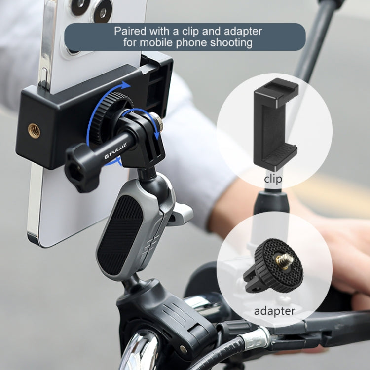 PULUZ Handlebar  Arm Mount with Phone Clamp & Mount Adapter & Long Screw - Helmet Mount by PULUZ | Online Shopping UK | buy2fix