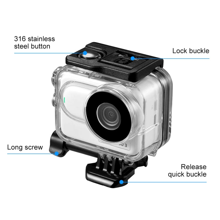 For Insta360 GO 3  / GO 3SPULUZ 60m Underwater Waterproof Housing Case with Base Adapter & Screw (Transparent) - Case & Bags by PULUZ | Online Shopping UK | buy2fix