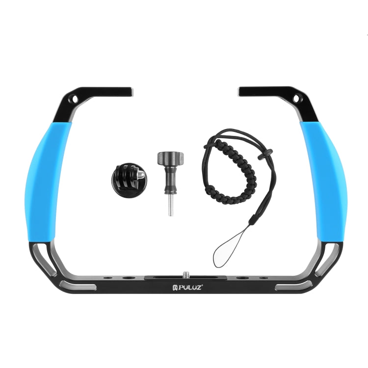 PULUZ Dual Silicone Handles Aluminium Alloy Underwater Diving Rig for GoPro, DJI OSMO Action, Insta360 and Other Action Cameras (Blue) - Diving Accessories by PULUZ | Online Shopping UK | buy2fix