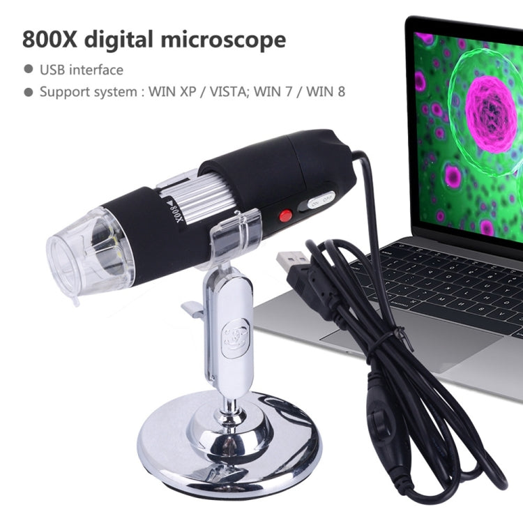 2.0 Mega Pixels 800X USB Digital Microscope with 8 LED White Light / Holder(Black) - Digital Microscope by buy2fix | Online Shopping UK | buy2fix