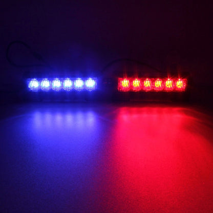 2 PCS  6 inch 6 LED 2 x 18W Car Flash Warning Light Red + Blue Change White Waterproof Emergency Light, DC 12V - In Car by buy2fix | Online Shopping UK | buy2fix