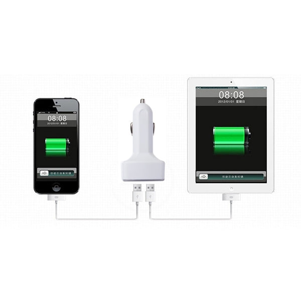 4 in 1 5V 3.1A Dual Ports Car Charger with Voltage, Temperature and Current Display(White) - In Car by buy2fix | Online Shopping UK | buy2fix