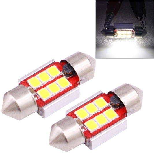 2 PCS 31mm 2.5W 180LM White Light 6 LED SMD 2835 CANBUS License Plate Reading Lights Car Light Bulb - Dome Lights by buy2fix | Online Shopping UK | buy2fix