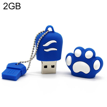 2GB Bear Paw Shaped Silicone USB 2.0 Flash Disk with Anti Dust Cup(Blue) - USB Flash Drives by buy2fix | Online Shopping UK | buy2fix