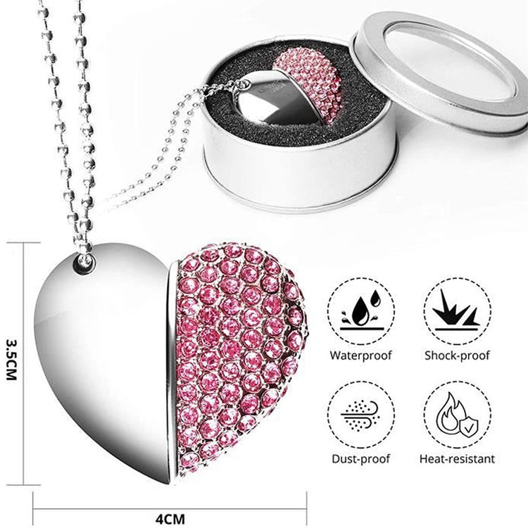 Heart Shaped Diamond Jewelry USB Flash Disk, Special for Valentines Day Gifts (2GB) - USB Flash Drives by buy2fix | Online Shopping UK | buy2fix