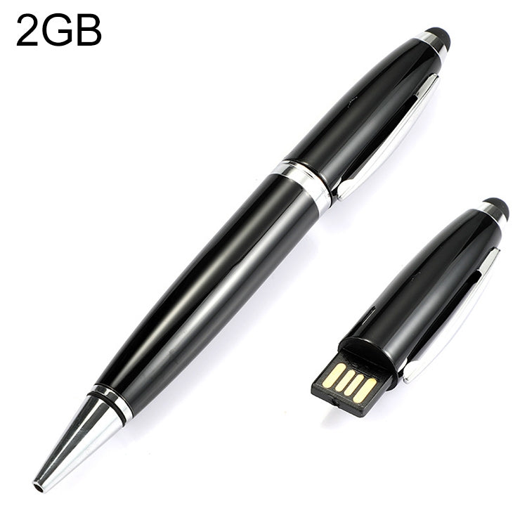 2 in 1 Pen Style USB Flash Disk, Black (2GB) - Computer & Networking by buy2fix | Online Shopping UK | buy2fix