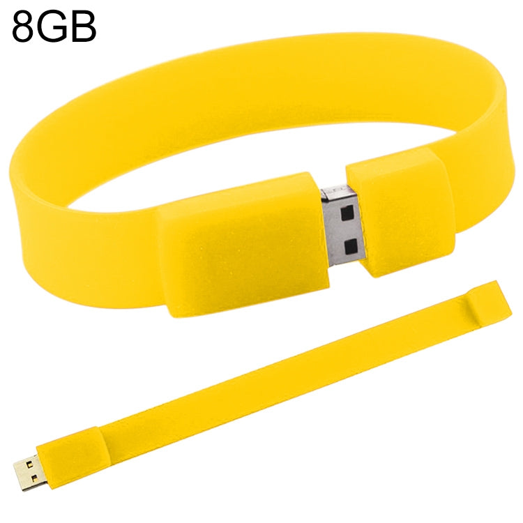 8GB Silicon Bracelets USB 2.0 Flash Disk(Yellow) - USB Flash Drives by buy2fix | Online Shopping UK | buy2fix