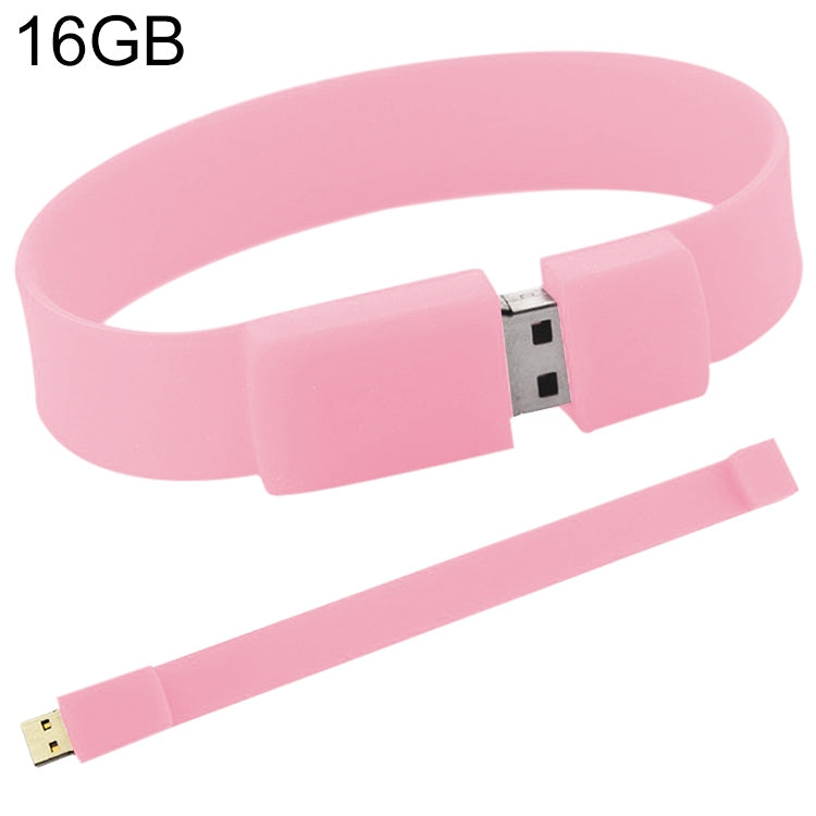 16GB Silicon Bracelets USB 2.0 Flash Disk(Pink) - USB Flash Drives by buy2fix | Online Shopping UK | buy2fix