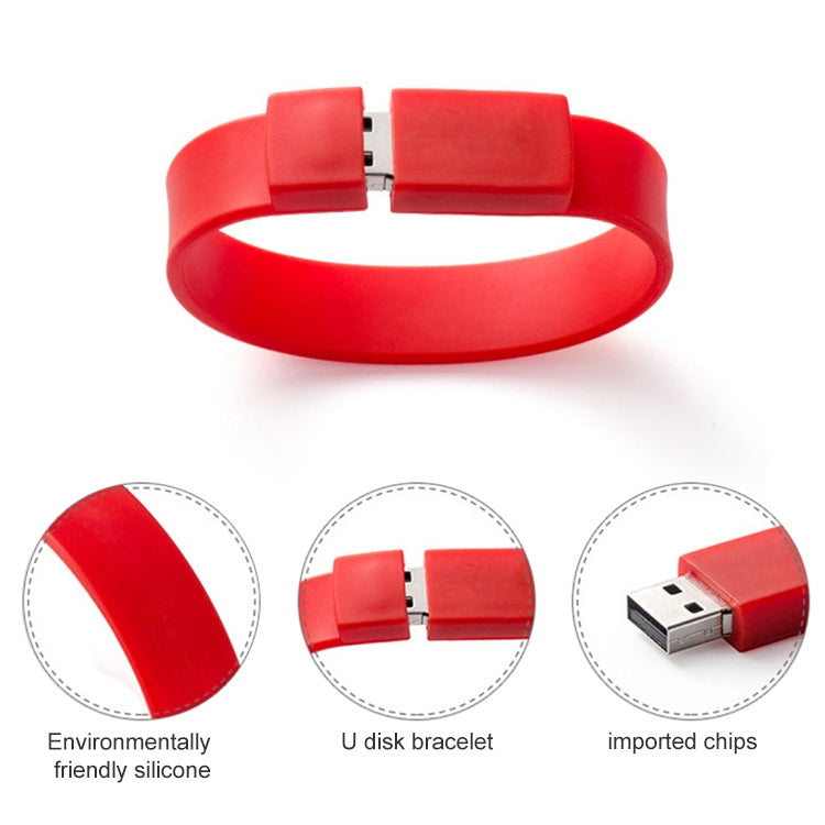 16GB Silicon Bracelets USB 2.0 Flash Disk(Red) -  by buy2fix | Online Shopping UK | buy2fix