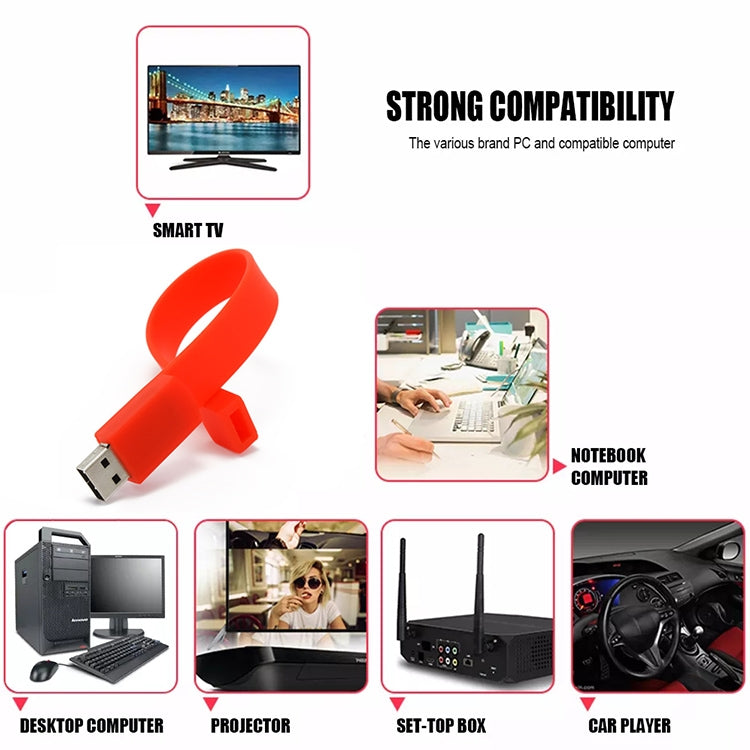 2GB Silicon Bracelets USB 2.0 Flash Disk(Red) - USB Flash Drives by buy2fix | Online Shopping UK | buy2fix