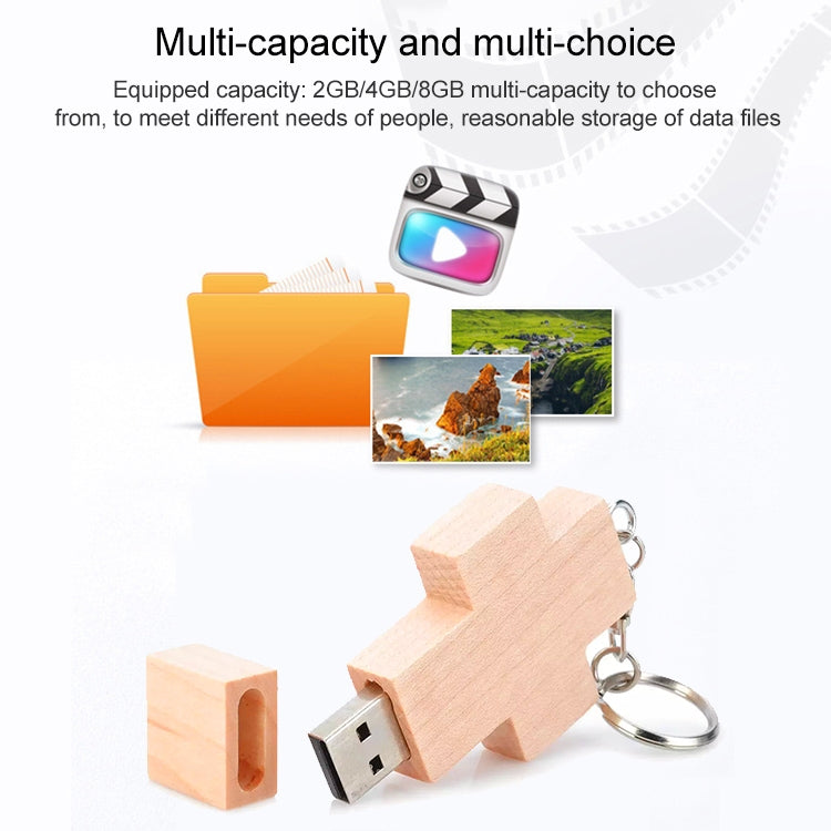 2 GB Wood Cross Style USB Flash Disk - USB Flash Drives by buy2fix | Online Shopping UK | buy2fix