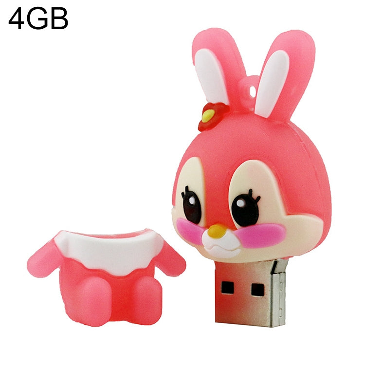 Cartoon Bunny Style Silicone USB 2.0 Flash disk, Special for All Kinds of Festival Day Gifts，Pink (4GB) - USB Flash Drives by buy2fix | Online Shopping UK | buy2fix