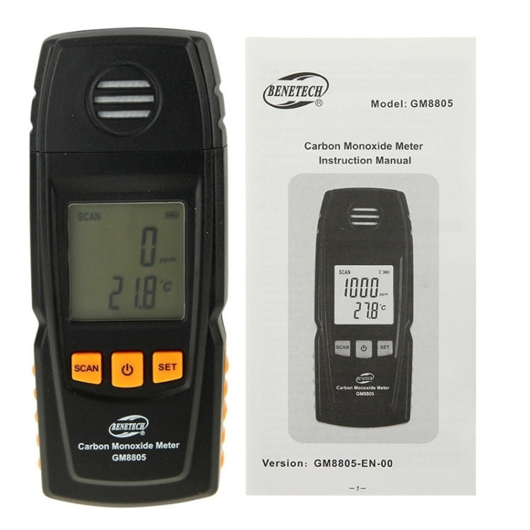 BENETECH GM8805 LCD Display Handheld Carbon Monoxide CO Monitor Detector Meter Tester, Measure Range: 0-1000ppm(Black) - Consumer Electronics by BENETECH | Online Shopping UK | buy2fix