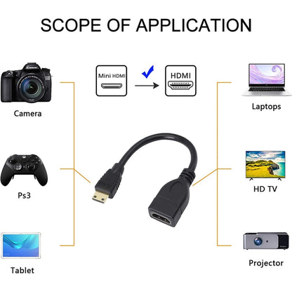 17cm Gold Plated Mini HDMI Male to HDMI 19 Pin Female Cable(Black) -  by buy2fix | Online Shopping UK | buy2fix