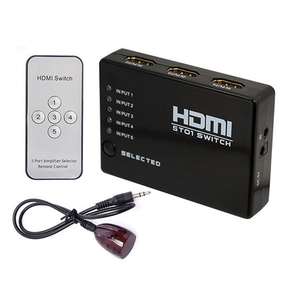 5 Ports 1080P HDMI Switch with Remote Controller, Support HDTV(Black) - Switch by buy2fix | Online Shopping UK | buy2fix