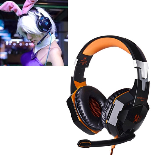 EACH G2000 Over-ear Stereo Bass Gaming Headset with Mic & LED Light for Computer, Cable Length: 2.2m(Orange) - Multimedia Headset by KOTION EACH | Online Shopping UK | buy2fix