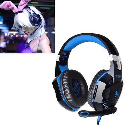 EACH G2000 Over-ear Stereo Bass Gaming Headset with Mic & LED Light for Computer, Cable Length: 2.2m(Blue) - Multimedia Headset by KOTION EACH | Online Shopping UK | buy2fix