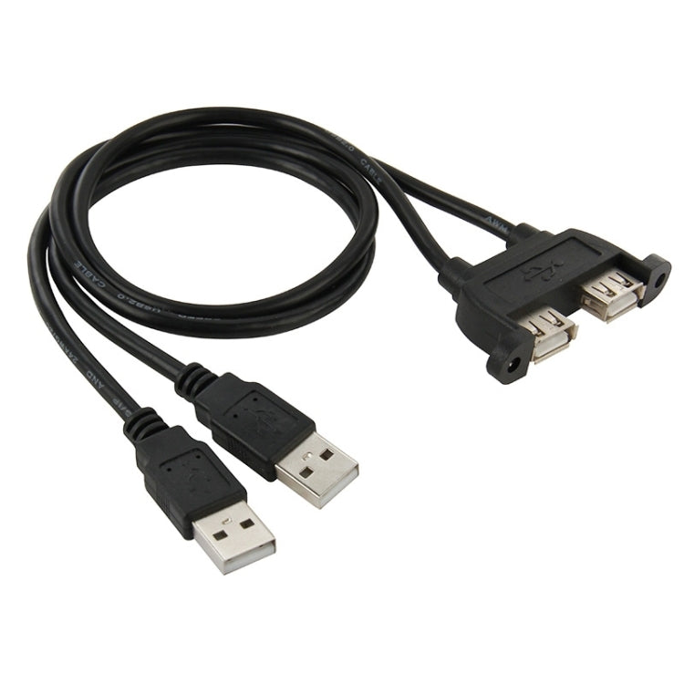 2 USB 2.0 Male to 2-port USB 2.0 Female with 2 Screw Holes Extension Cable, Length: 50cm - USB Cable by buy2fix | Online Shopping UK | buy2fix